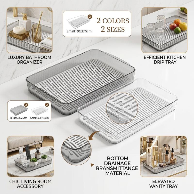 Meal Prep Organizer - Двухслойная прямоугольная пластиковая сушилка для посуды,
